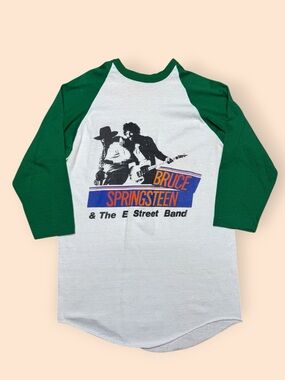 Vintage 1970s Bruce Springsteen T Shirt Raglan Men’s Large Vtg 70s Boot Boss